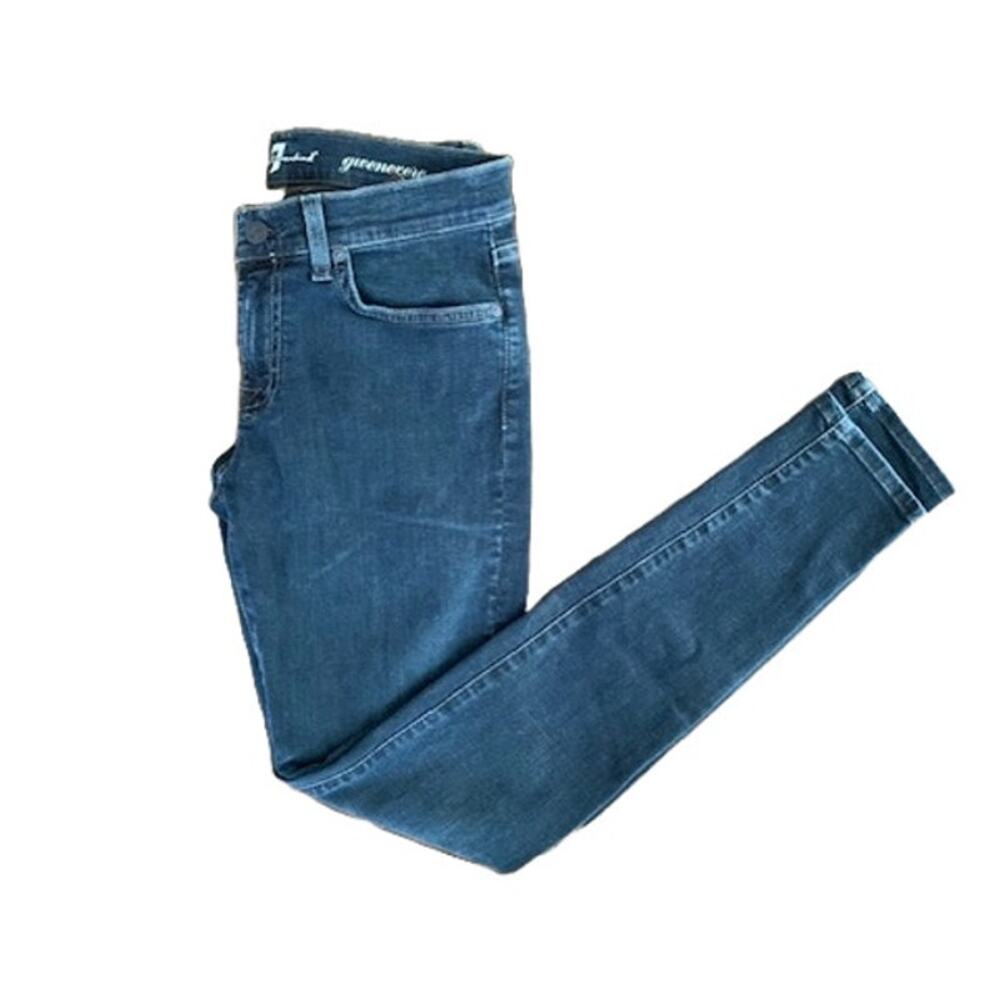 7 For All Mankind Gwenevere Skinny Jeans Dark Wash Blue Low Rise Womens 29